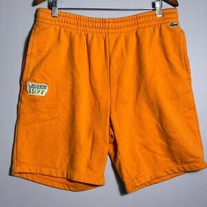 Lacoste Fleece Shorts Mens Size Large Logo Orange Tennis Regular Fit